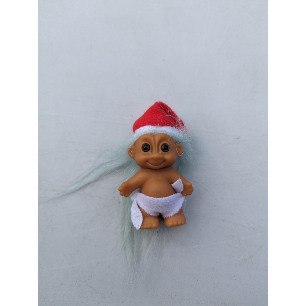 VINTAGE CHRISTMAS Baby Troll with Santa Hat by Russ ORNAMENT‎ 1990s